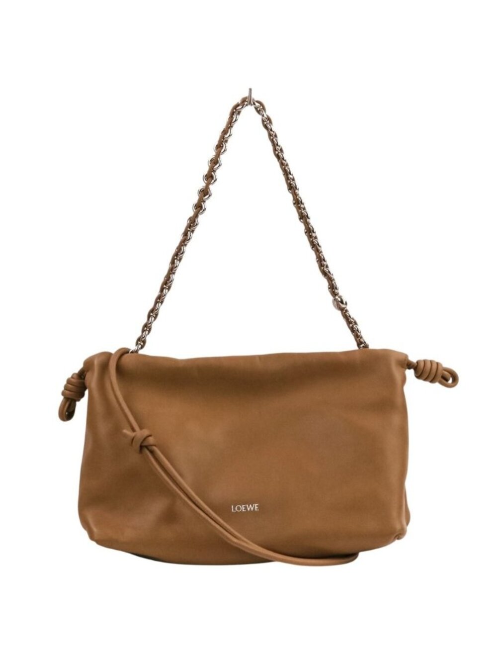 Loewe Flamenco Perth Leather Shoulder Bag Medium Mocha Brown